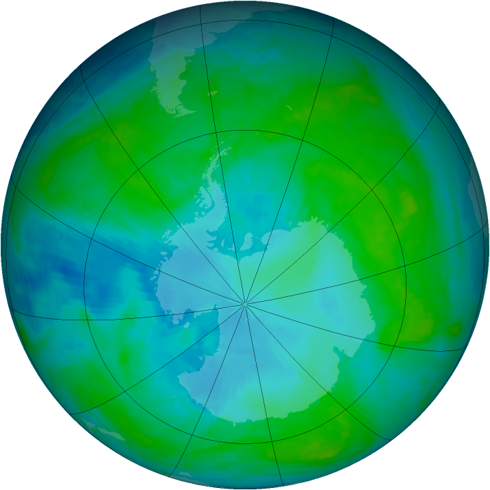 Antarctic ozone map for 27 January 2003